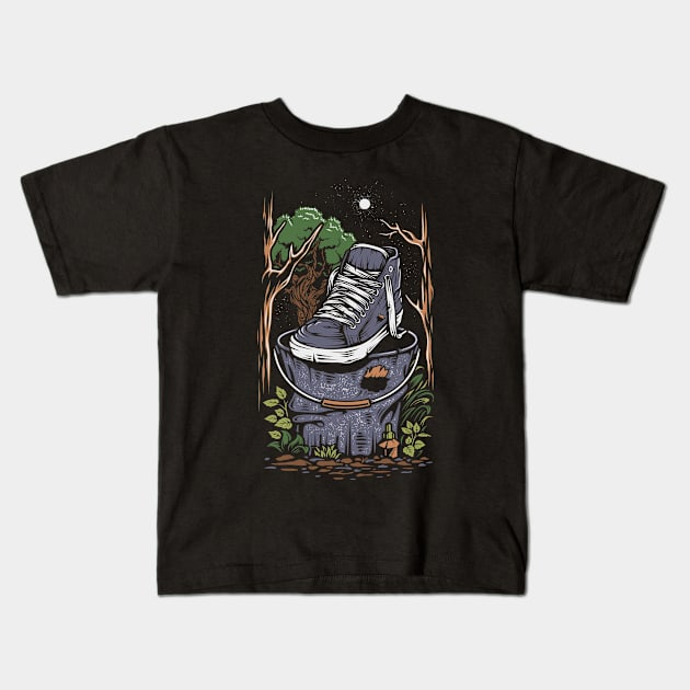 Sneaker In Pot Forest Kids T-Shirt by Mako Design 